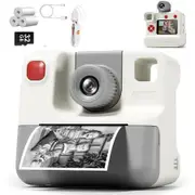 1080P Instant Print Camera for Kids,HD Digital Video Cameras with 3 Rolls Print Paper & 32G Card for Christams Gifts-White