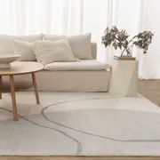 Brand Ventures Cloud Watercolour Cream Blue Washable Rug