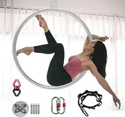 Home Gym Aerial Hoop Set, Dance Fitness Acrobatic Lyra Hoop Ring, Stainless Steel Art Yoga Ring with Accessory, Adult Yoga Hoops 85/90/95cm