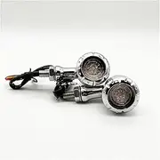 Motorcycle Indicators Turning For H&arley Motorcycle Black Chrome 10mm Turn Signal Indicator Light LED Flashing Brake Lamp Running(Silver)