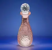 Pink Pebble Glass Decanter With Stopper ~Moon Water, Vanity Decor NEW