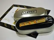 24Ct Gold Plated Emoji #2 Metal Clipper Cigarette Lighter Refillable Gift Box