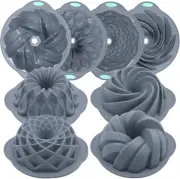 4 Pieces Silicone Fluted Cake Pans, 6/7/8 Cups Tube Baking Pan, Non-Stick Kitche