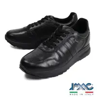 在飛比找momo購物網優惠-【IMAC】義大利真皮復古綁帶休閒鞋 黑色(253248-B