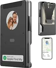[auvstar] Men's Airtag Wallet with Ink Screen, Slim Wallet Smart Wallet Men with RFID Protection, E-Ink Card Case, Wallet Credit Card Holder with E Ink Custom Text/DIY/Picture, Black, Durchschnittsgröße,
