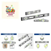 Torpedo Level, 3-Piece Spirit Level Set9", 16", 24", Magnetic, Bubbles Measur...