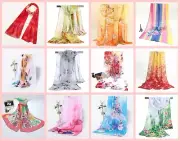 20 chiffon scarves wholesale fashion shawl bulk silky soft