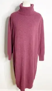 NWT Uniqlo Premium Knit Lambswool Turtleneck Sweater Dress Wine Red Large