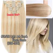 Russian THICK DOUBLE WEFT Clip in Human Remy Hair Extensions Full Head Balayage