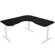 FORTIA Corner Standing Desk, 1730W x 1730W x 750D, 3 Motors, 120kg Load, Sit to Stand Up Electric Height Adjustable, Black/White Frame