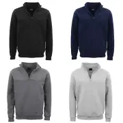 New Men's Unisex Adult Half-Zip Fleece Jumper Pullover Stand Collar Jacket Shirt