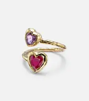 [Octavia Elizabeth] Octavia Elizabeth Moi and Toi 18kt gold ring with sapphires and rubies L 1/2 multicoloured