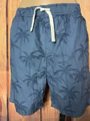 BNWT Boys Sz 7 Smart Vint Blue Palm Tree Print Anko Elastic Waist Board Short