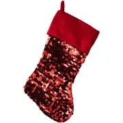 Northlight 20" Shiny Metallic Red Sequined Christmas Stocking Velveteen Cuff