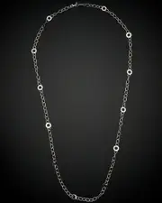 14K Italian Gold Oval Link With Polished Open Circle Station Necklace