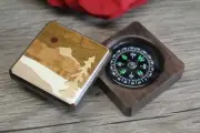 Compass Box Pocket Military Camping Army Hiking camping Wood Mountain Handmade