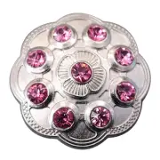 22HS Set Of 16 Western Screw Back Concho Pink Crystal Floral Bling Cowgirl