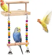 LOPERDEVE Bird Perches Parrot Wooden Platform Bird Toys Swing Hanging Perch Platform Comfy Stands for Baby Lovebird Cockatiel Conure Finch Canaries Chinchilla Hamster