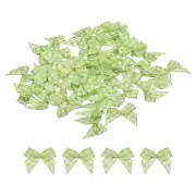 100Pcs Mini Gingham Ribbon Bow 1" Checkered Ribbon Bows Green and White