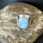 Womens Blue Larimar Navajo Sterling Silver Ring Size 10 17653