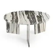 [James Lane] Capello Panda White Marble Coffee Table