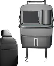 Behind Seat Car Organizer | Rear Seat Organizer for Kids,Auto Anti-Kick Mat for Kids Adults, Backseat Storage Bag with Folding Food Tray