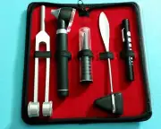 LED FIBER OPTIC Otoscope Tuning Fork C128 Taylor Hammer Diagnostic ENT SET BLACK