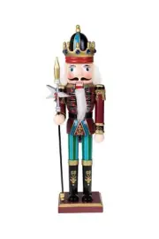 Clever Creations Blue King 12 Inch Traditional Wooden Nutcracker, Festive Chr...