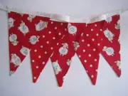 Bunting/flags Fabric Red Sheep/spot Boy OR Girl Present Gift Nursery Bedroom