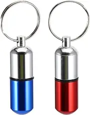 PartyKindom 2pcs Pill Keychain Holder Lightweight Portable Medicine Container for Outdoor Use Dual Color Design Convenient Travel Pill Case
