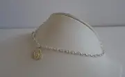 FINE LADIES ANKLET 925 STERLING SILVER W/ ROSARY CHARM/ LOBSTER LOCK / 10''