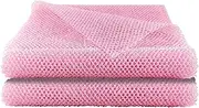 2 Pack African Net Sponge, 8 * 25 Inches Bath Sponge, African Exfoliating Net Long, Wash Cloths, Body Scrubber Net for Skin Smoother (Pink)