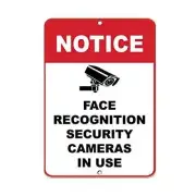 New Metal Sign Aluminum Sign Notice Face Recognition Security Cameras in Use ...