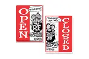 Mooneyes Open/Closed Door Sign 2 Sided With Rat Fink (Vertical)