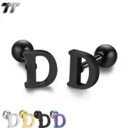 TT Surgical Steel Initial Letter D Ear Cartilage Tragus Earrings (TR77D) NEW