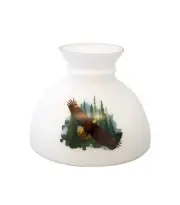 Aladdin Oil Lamp Glass Shade Fits 10 in Shade Ring Base, White with Eagle