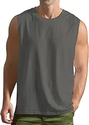 [FEOYA] Men's Sleeveless T-shirt Training Vest Undershirts Sport Tank Tops Cotton Singlet Crewneck Muscle Shirts for Summer Gym Workout Fitness Bodybuilding Running XS-2XL