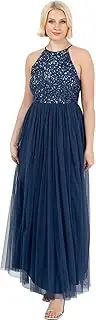 [Maya Deluxe] Women's Halter Neck Sequin Bridesmaid Maxi Dress Prom Graduation Wedding Bridesmaid Dress