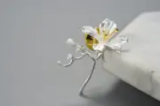 Elegant Freesia Flower Brooch Pin for Women 925 Sterling Silver Gilt Jewelry