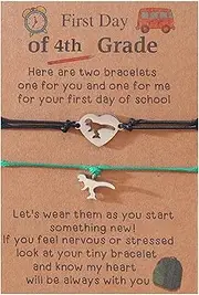 [HUASAI] Back to School Outfits Back to School Bracelet Dinosaur Bracelets for Mom and Son First Day of School Gifts for Mother Dad Son Daughter