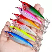 6pcs/Bag Luminous Shrimp Lures Octopus Squid Jigs Fishing Tackle Hook Bass Bait