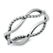Rope Braid Ring Genuine Sterling Silver 925 Oxidized Face Height 5 mm Size 10