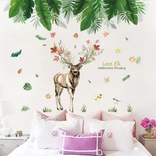 創意北歐麋鹿墻貼紙客廳玄關沙發電視背景墻個性裝飾壁紙貼畫自粘