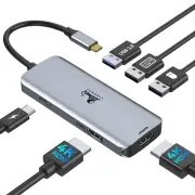 USB C Docking Station Dual Monitor, USB C Hub, USB C Dock Multiport Adapter