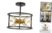 Semi-Flush Mount Ceiling Light - Crystal Ceiling Light Fixture 12-inch 4-Light