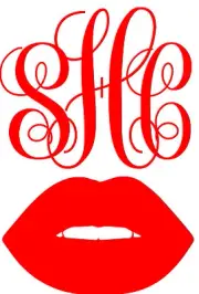 Custom Lips Monogram decal sticker for car/truck laptop window custom