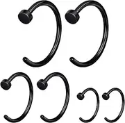 [Longbeauty] 20 Gauge Stainless Steel Nose Piercing Set C-Shaped Nose Ring Nose Stud Ear Lip Tragus Helix Cartilage Hoop Rings Body Jewellery Piercing 6 Pieces / 18 Pieces