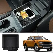 PIUGILH Customized for 2015-2021 Ranger Everest Accessories Car Center Console Armrest Box Glove Secondary Storage Box Console Organizer Insert Tray with Coin and Glass Holder