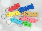Custom name keyring - Personalised name keychain - School bag tag