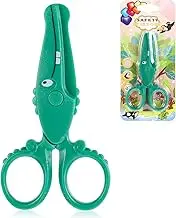 Kids Safety Scissors - Cute Crocodile Training Scissors for Preschool, Art Craft Child-Safe Scissor for Cutting Paper, School Supplies (Green)